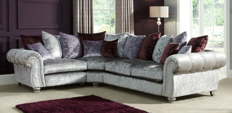 SCS Quantas Silver Velvet Large Corner Sofa – RRP £2999 | in Salford