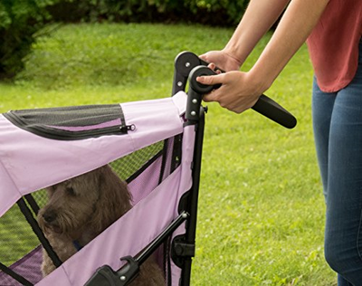 Pet Gear NO-Zip Stroller, Push Button Zipperless Dual Entry, for Single or Pet