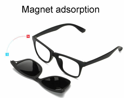 Magnetic Spectacle Rx Glasses Frame With 5+1 Pieces Polarized Sunglasses Clip-on