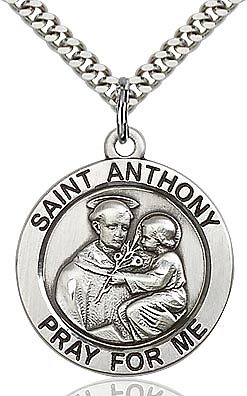 St. Anthony sterling silver with 24" stainless steel chain