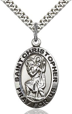 St. Christopher sterling silver with 24" French rope chain