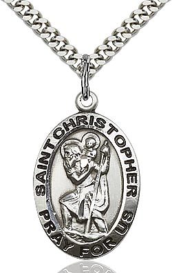 St. Christopher sterling silver with 24"  French rope chain