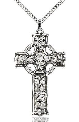 Celtic Cross sterling silver with 24" stainless steel French rope chain