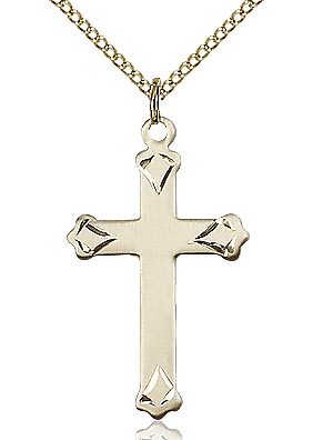 Cross gold filled medal with 18" gold chain