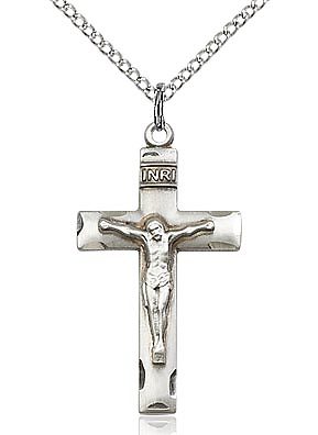 Crucifix sterling silver with 18" stainless steel chain