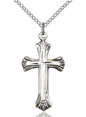 Cross sterling silver with 18" sterling silver light curb chain