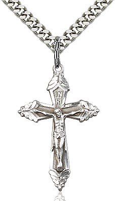 Crucifix sterling silver with 18" stainless steel light curb chain