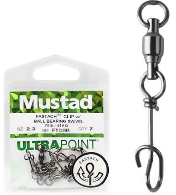 Mustad Ftcbb Fastach Clip M. Kugellagerwirbel+Ring Swivel