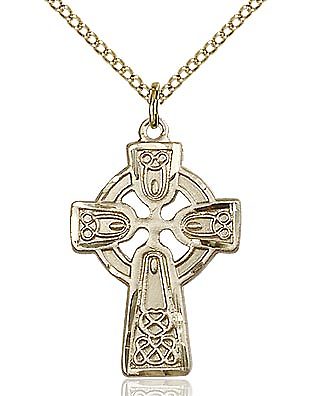 Celtic Cross gold filled medal with 24" gold filled chain