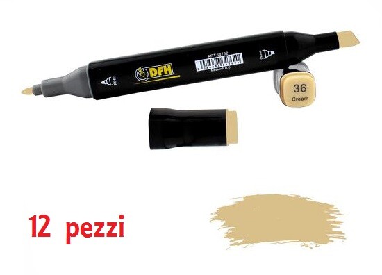 Set 12 Pz Pennarelli Doppia Punta Scuola Disegno Colore 36 Cream Crema dfh
