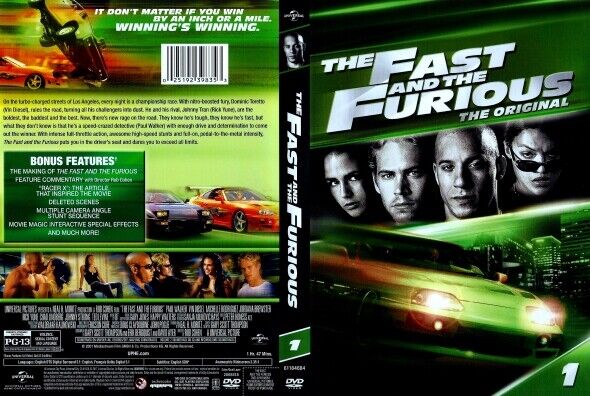 The Fast and the Furious DVD Disk Only Paul Walker ~ No Art