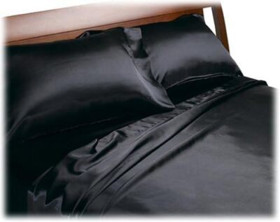  Juego De Sabanas De Saten Divatex Home Fashions Queen, 3 Piezas, Negro