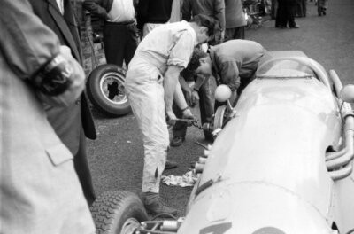 Johnny Claes, Connaught A Francis, in the pits 1953 Old Motor Racing Photo