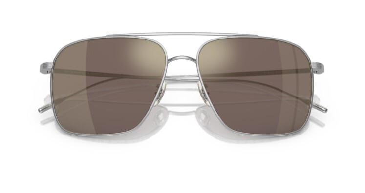 Pre-owned Oliver Peoples 0ov1320st Dresner 50365d Silver/chrome Taupe Unisex Sunglasses In Chrome Taupe Brown