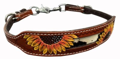 Showman Leather Wither Strap w/ Sunflowers & Hair-On Cowhide Inlay
