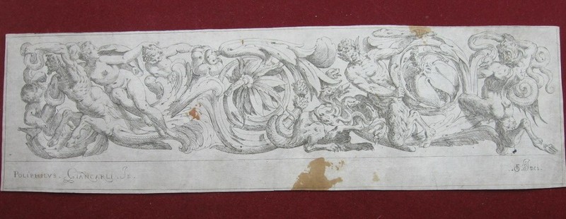 Odoardo Fialetti: Fries Triton 1610/Frieze Dragon Print Radierung Giancarli