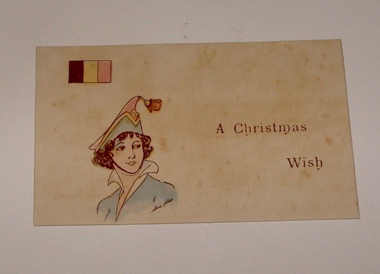 WWI Embroidered Silk Christmas Card British Flag - Card Insert French Flag Vise