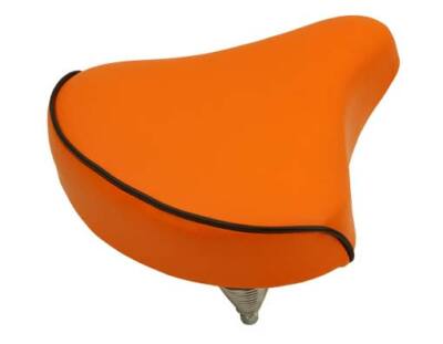 ABSOLUTE GENUINE VINYL BEACH CRUISER LARGE SADDLE BICYCLE SEAT 209 IN ORANGE.