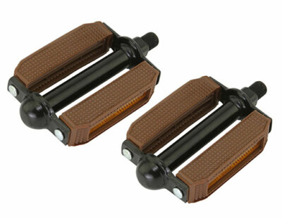 ABSOLUTE BICYCLE BLOCK PVC PEDALS 507 IN BROWN/BLACK COMPATIBLE WITH 1/2 CRANK.