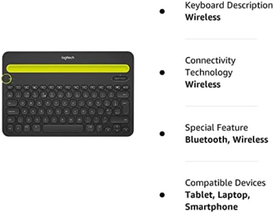logitech Bluetooth Multi-Device Keyboard K480 for Computers. Tablets and
