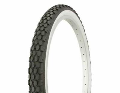 GENUINE DURO BICYCLE SEMI-SLICK TIRE IN 24 X 2.125 WHITEWALL IN KNOBBY TREAD.