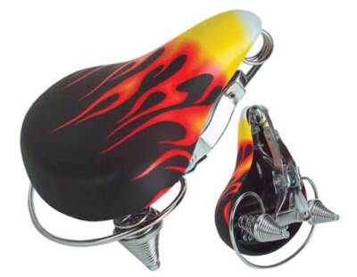 ABSOLUTE GENUINE VINYL COMFORT BEACH CRUISER SADDLE IN FLAMES FOR CRUISER BIKE