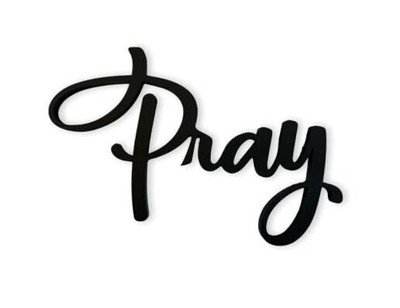 Pray 3D Wood Art Word Script Cutout Sign (12x7 inches), Matt Black Wall Decor 