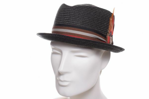 Faustmann Paper Diamond schwarz meliert Strohhut Sommer Hut Pork Pie Hüte UV