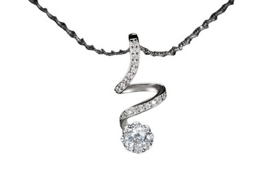 2ct Round Lab-Created Diamond Pendant Unique Twisted Design 14K White Gold Over