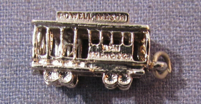 VINTAGE POWELL MASON CABLE CAR STERLING SILVER CHARM FOR CHARM BRACELET