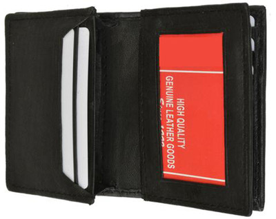 RFID Blocking Black Men's Leather Bifold Wallet Gusseted ID Credit Card Holder