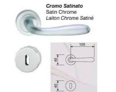 maniglia porta FLLI BERTELLI con rosetta CROMO SATINATA BUSSOLA