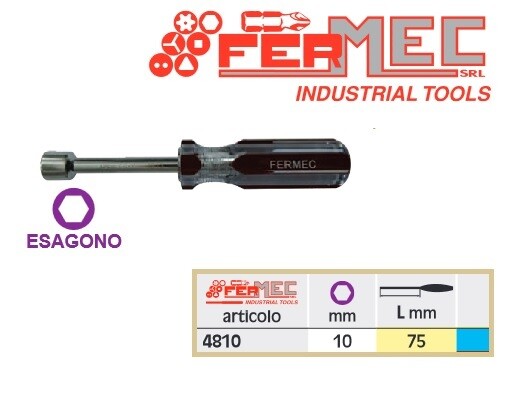 CHIAVE A BUSSOLA ESAGONALE 10 mm CON IMPUGNATURA A CACCIAVITE GIRAVITE FERMEC