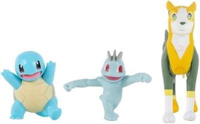 Pokemon PKW0180 3 Pack-Features 2 Squirtle, Machop  3-Inch Boltund Battle Figur