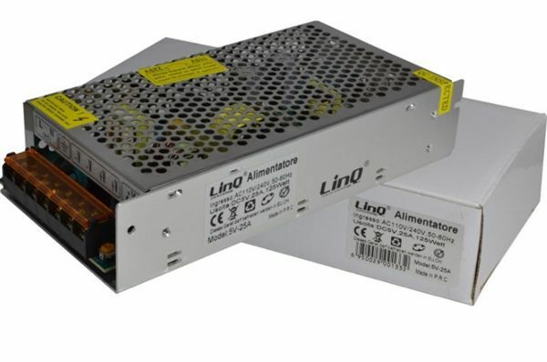 Alimentatore Striscia Led Trasformatore Stabilizzato 220v 5v 25a Linq 5V-25A