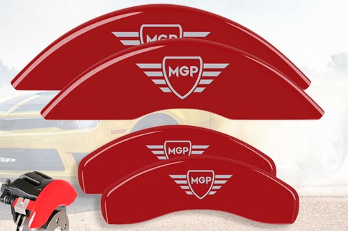 2007-2008 Audi RS4 Front + Rear Red Engraved MGP Brake Disc Caliper Covers 4pc