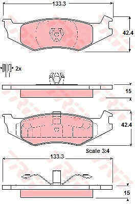 SATZ BREMSBELÄGE BREMSKLÖTZE HINTEN TRW GDB4012 P NEU OE QUALITÄT