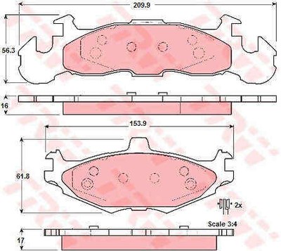 SATZ BREMSBELÄGE BREMSKLÖTZE VORNE TRW GDB4003 P NEU OE QUALITÄT