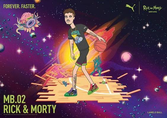 Pre-owned Puma X Lamelo Ball Mb.02 Rick & Morty 377411-02 Men's Size In Multicolor