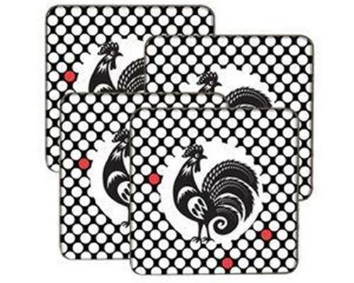 RANGE KLEEN Square & Round STOVE Top Burner Covers Rooster White Ivy U Choose