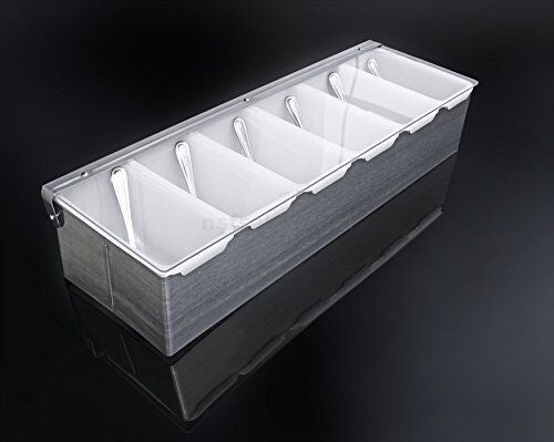 6 Compartments Condiment Dispenser Chilled Server Caddy Food Tray Salad Bar New