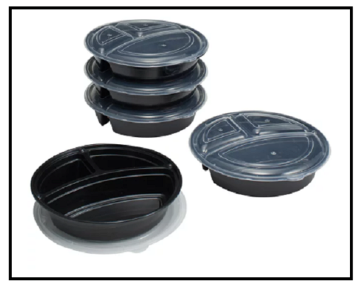 Mainstays 3-Compartment 1L Round Meal Prep Food Storage Container, 5 Pack