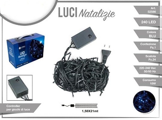 Luci Natale Albero 240 Led Luce BLU Cavo Filo Verde 21mt 52586a dfh