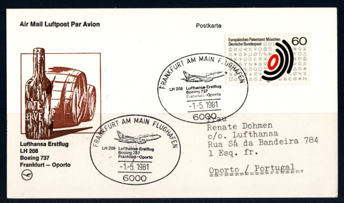 Vol  /32/ Lufthansa       Frankfurt   Oporto    1981