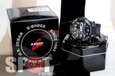 Pre-owned Casio G-shock Twin Sensor Compass Aviator Men's Watch Ga-1000-1b Ga1000 1b