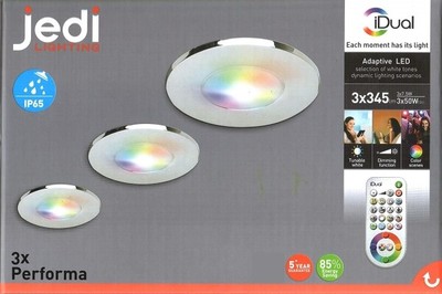 3er Set iDual LED Deckenleuchten Performa RGB jedi Einbauleuchte chrome Bad IP65