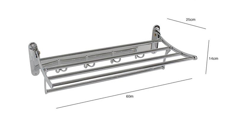 Mensola Porta Asciugamani Appoggio Montaggio a Parete Bagno 4 Ganci 52817 dfh