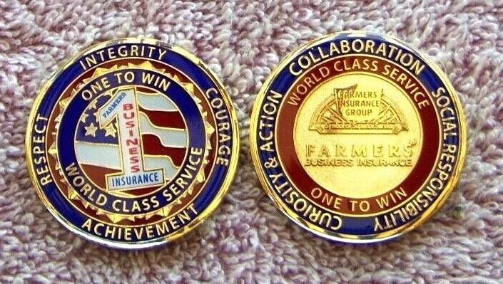  (1)  Farmers Insurance Group  Award  COIN  -  ONE TO WIN WORLD CLASS SERVICE