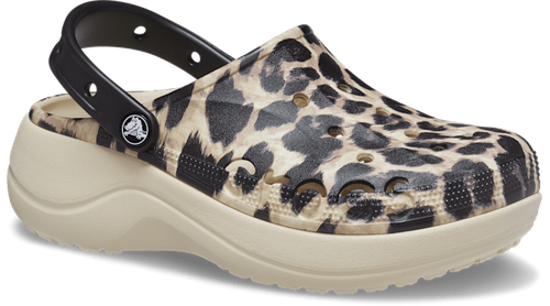 

Женские туфли на платформе Crocs — сабо на платформе Baya с животным принтом, Purple - leopard, Crocs Baya Platform Clog