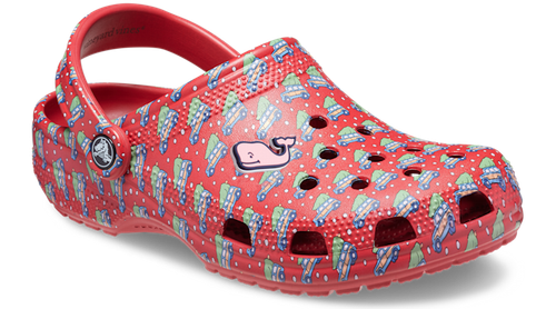 

Мужская и женская обувь Crocs — классические сабо Vineyard Vines, праздничная обувь, White - white / red, Crocs Classic Clog